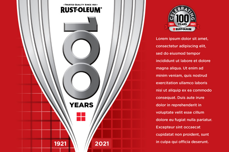 Rust-Oleum 100th Anniversary commemorative can, version featuring swoops that represent spray paint and also a ship's hull.