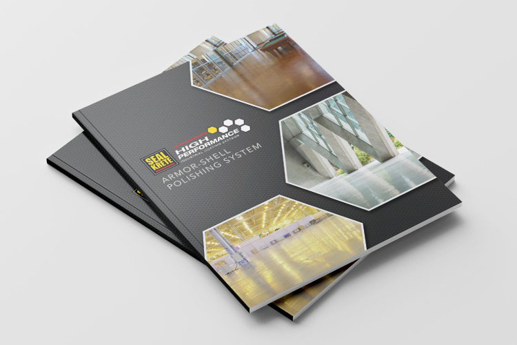 Digital 3d mockup of Seal-Krete brochure cover.