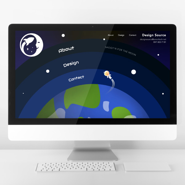 Design Source website homepage, shown on digital mockup of a computer screen.